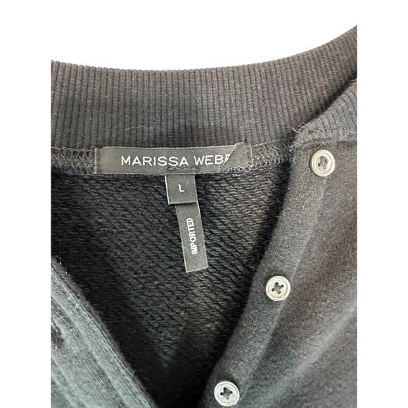 Marissa Webb Black So Uptight French Terry Plunge‎ Henley Sweatshirt Size Large - Picture 3 of 11